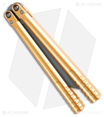 Franken Forge Blades Galvanis Western Tanto Butterfly Knife Gold Alum (4" SW)