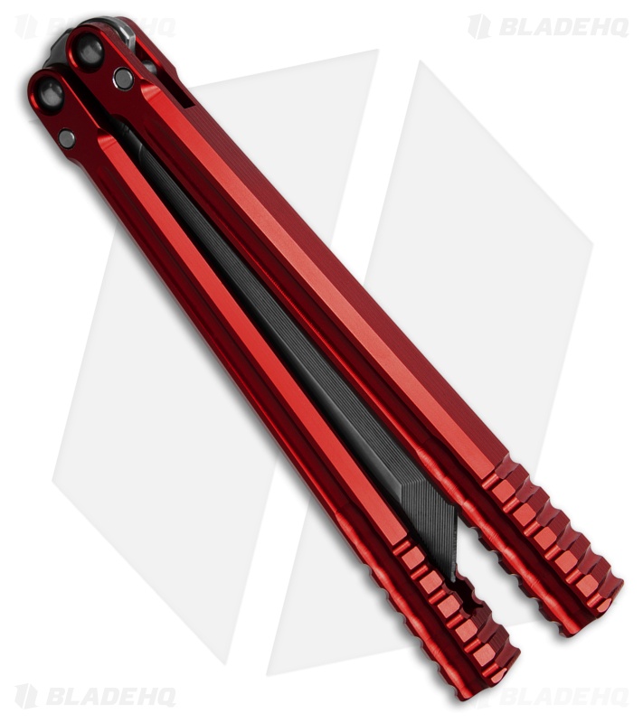 Franken Forge Blades Galvanis Western Tanto Butterfly Knife Red Al (4.4" SW)