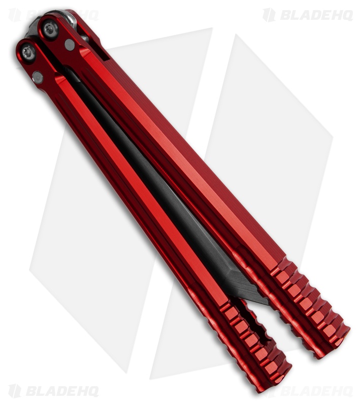 Franken Forge Blades Galvanis Western Tanto Butterfly Knife Red Al (4.4" SW)