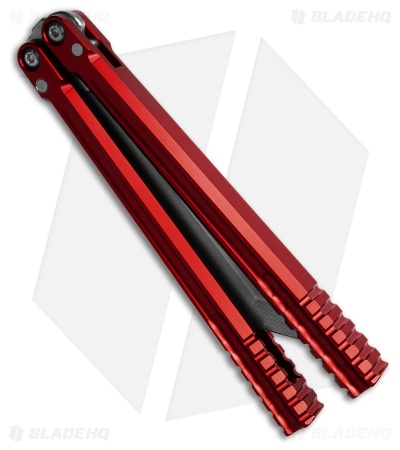 Franken Forge Blades Galvanis Western Tanto Butterfly Knife Red Al (4.4" SW)