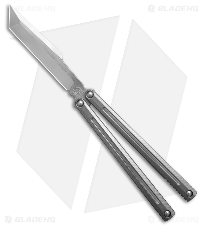 Franken Forge Ion Western Tanto Butterfly Knife Raw Ti