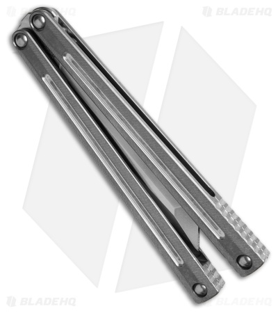 Franken Forge Blades Ion Western Tanto Butterfly Knife Raw Titanium (4.5" SW)