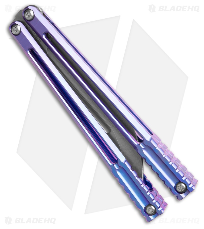 Franken Forge Voltaic Japanese Tanto Butterfly Knife Burple Titanium (4.3" SW)