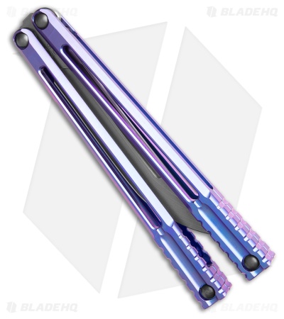Franken Forge Voltaic Japanese Tanto Butterfly Knife Burple Titanium (4.3" SW)