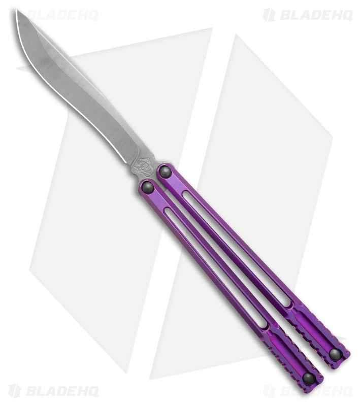 Franken Forge Voltaic Kukri Butterfly Knife Purple Titanium (4.6" Stonewash)