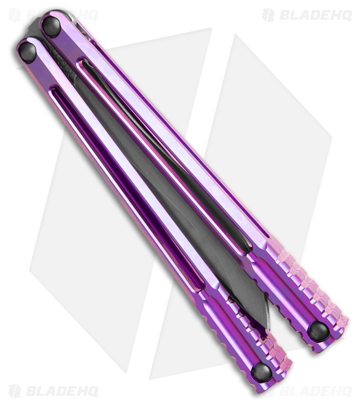Franken Forge Voltaic Kukri Butterfly Knife Purple Titanium (4.6" Stonewash)