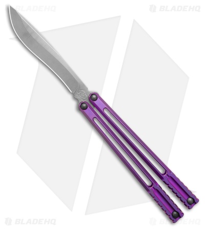 Franken Forge Voltaic Kukri Butterfly Knife Purple Titanium (4.6" Stonewash)