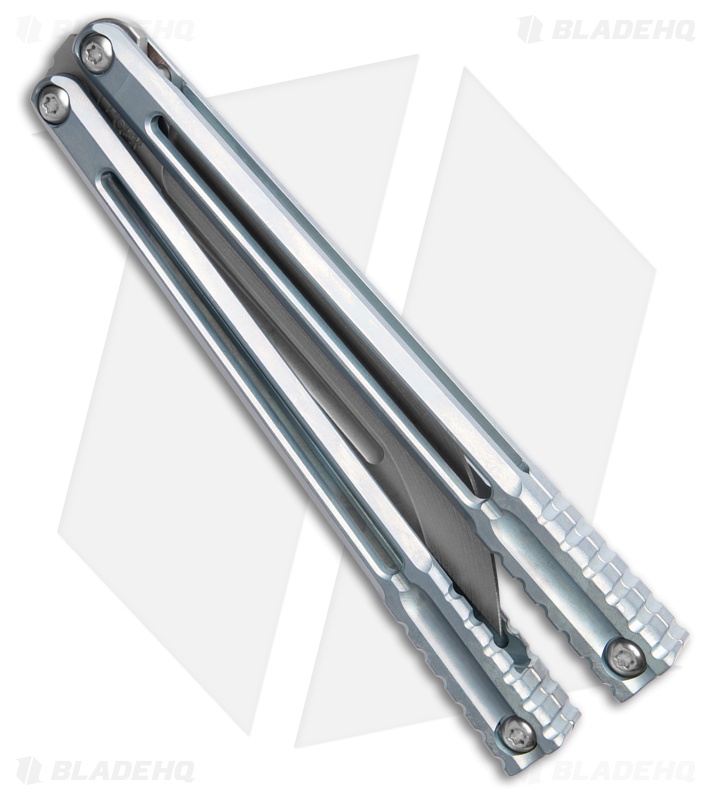 Franken Forge Voltaic Japanese Tanto Butterfly Knife Light Blue Ti (4.4" SW)