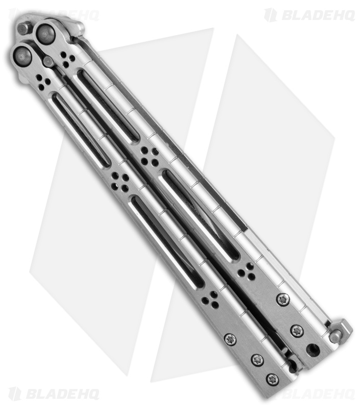 Hom Design Basilisk-R Titanium Balisong Butterfly Knife (4.6" Satin) Ti Spacers