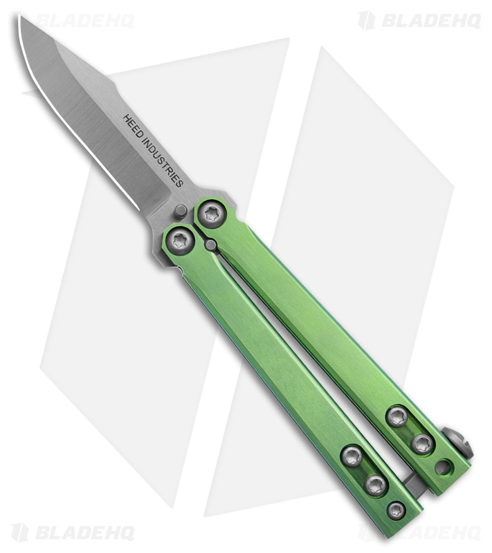 Heed Industries CFX Balisong Butterfly Knife Titanium - Ano Green (1.9" Satin)