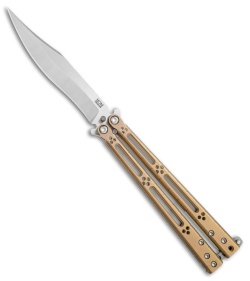 Hom Design Basilisk-R Titanium Balisong Butterfly Knife Bronze Ano (4.6" Satin)