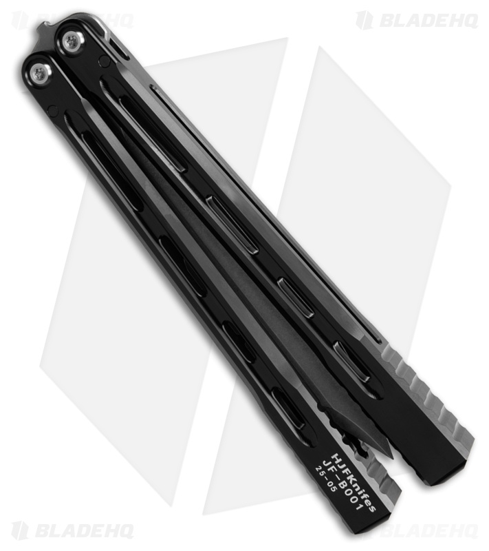 JF-Knifeworks Balisong Butterfly Knife JFB-1 Black Gloss Aluminum (4.75" SW)