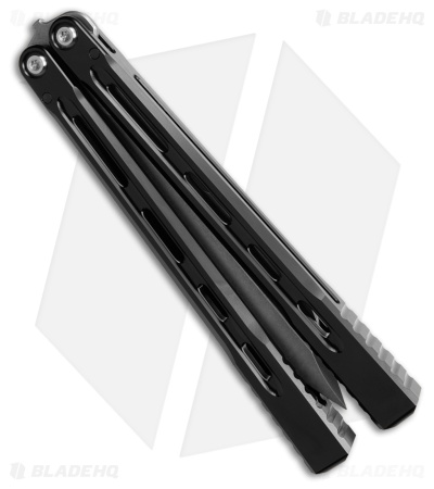 JF-Knifeworks Balisong Butterfly Knife JFB-1 Black Gloss Aluminum (4.75" SW)