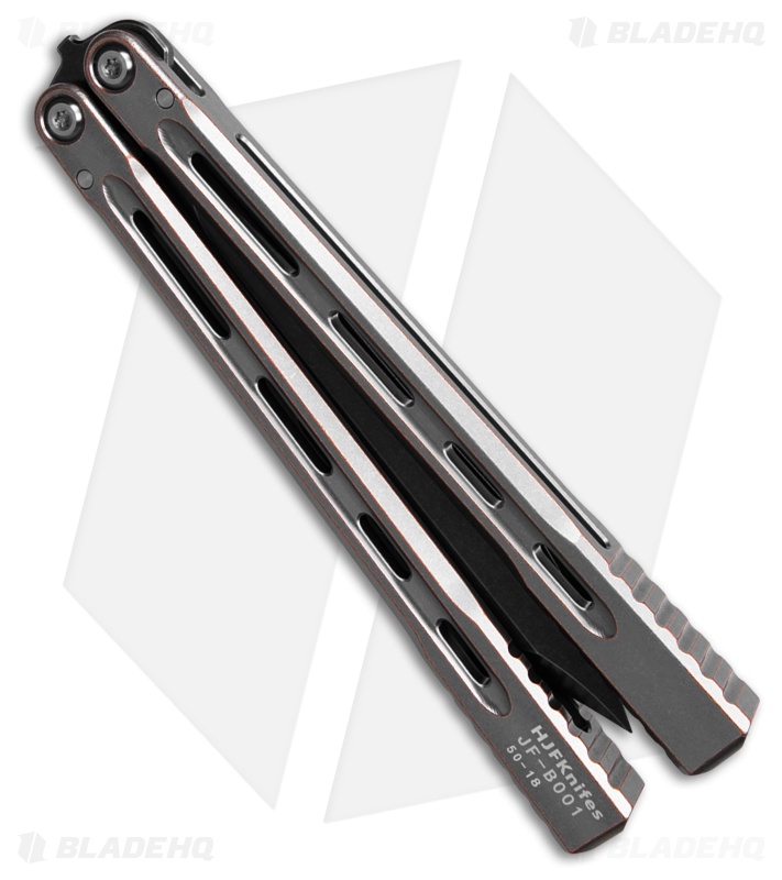 JF-Knifeworks Balisong Butterfly Knife JFB-1 Distressed Aluminum (4.75" BSW)