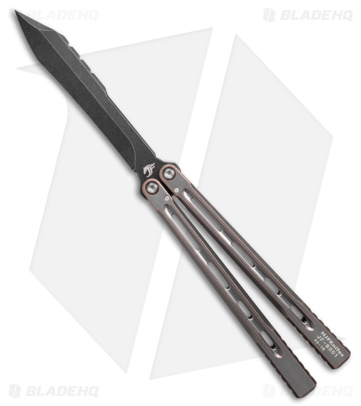 JF-Knifeworks Balisong Butterfly Knife JFB-1 Distressed Aluminum (4.75" BSW)