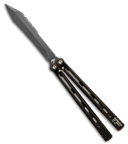 JF-Knifeworks Balisong Butterfly Knife JFB-1 Distressed Black/Gold (4.75" BSW)