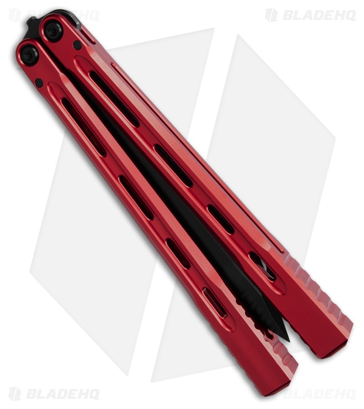 JF-Knifeworks Balisong Butterfly Knife JFB-1 Red Aluminum (4.75" Black SW) 