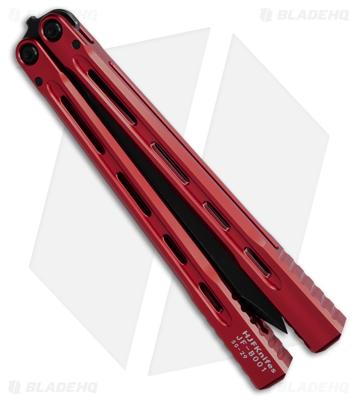 JF-Knifeworks Balisong Butterfly Knife JFB-1 Red Aluminum (4.75" Black SW) 