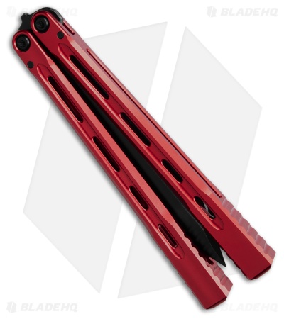 JF-Knifeworks Balisong Butterfly Knife JFB-1 Red Aluminum (4.75" Black SW) 