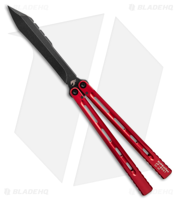 JF-Knifeworks Balisong Butterfly Knife JFB-1 Red Aluminum (4.75" Black SW) 