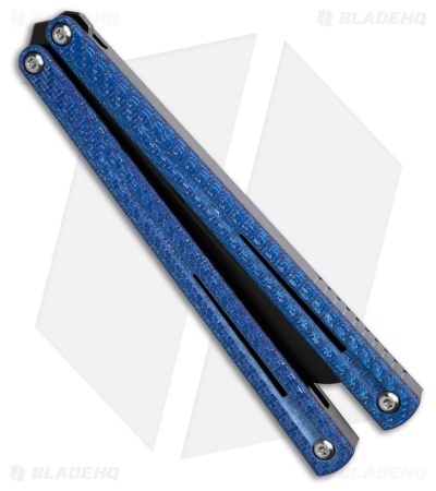JF-Knifeworks Balisong Butterfly Knife The Beak Electro CF Blue (4.75" PVD)