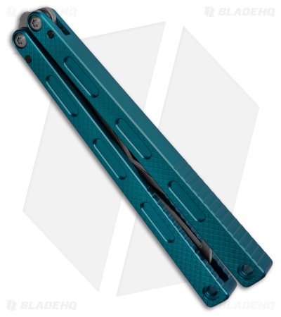 MachineWise Prysma V1 Tanto Butterfly Knife Blue Aluminum (4.7" Stonewash)
