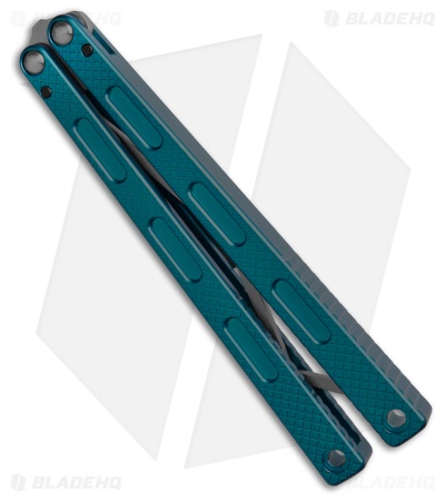 MachineWise Prysma V1 Tanto Butterfly Knife Blue Aluminum (4.7" Stonewash)