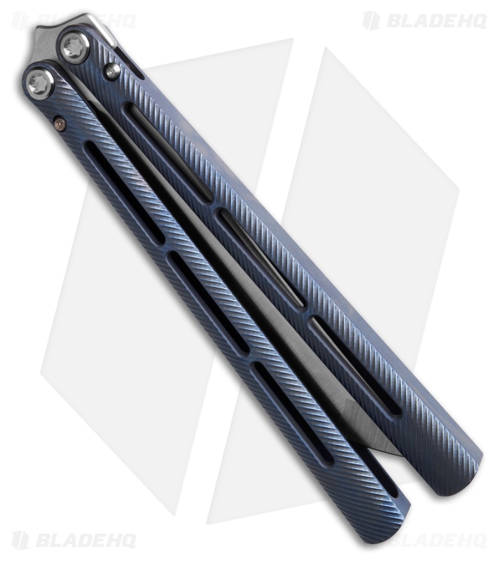 Medford Viceroy Tanto Butterfly Knife Blue Titanium (4.9" Satin S45VN)