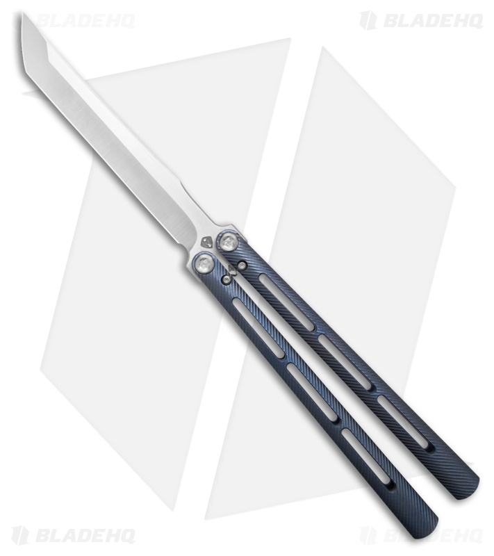 Medford Viceroy Tanto Butterfly Knife Blue Titanium (4.9" Satin S45VN)