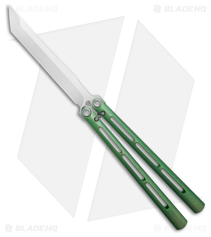 Medford Viceroy Tanto Butterfly Knife Green Titanium (4.9" Satin S45VN)