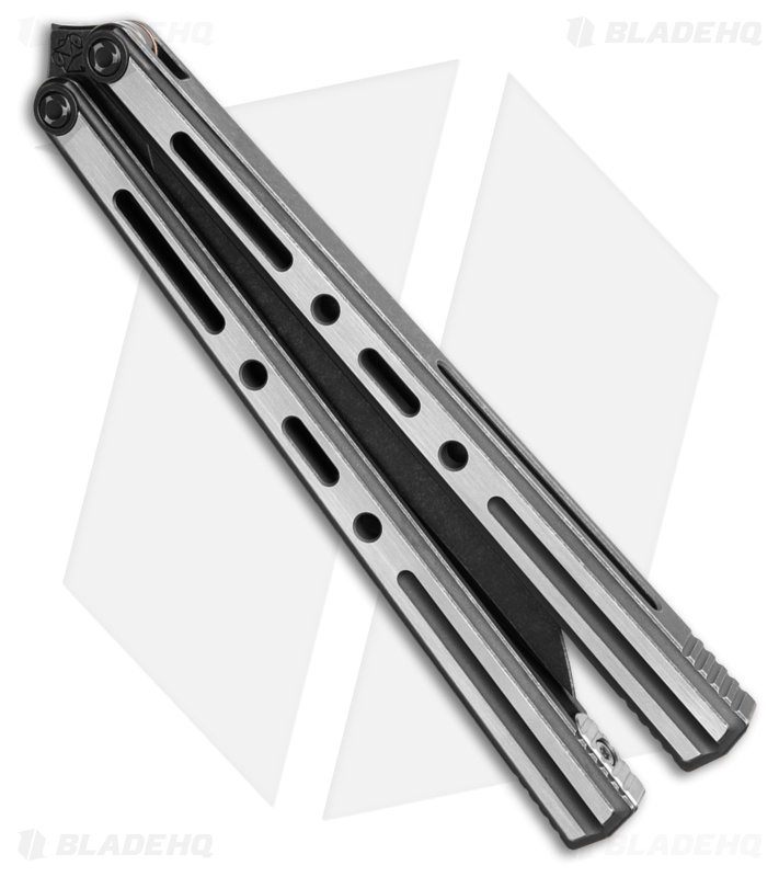 Poikilo Blade PM3 Balisong Butterfly Knife Brushed Titanium (4.5" Dark SW)