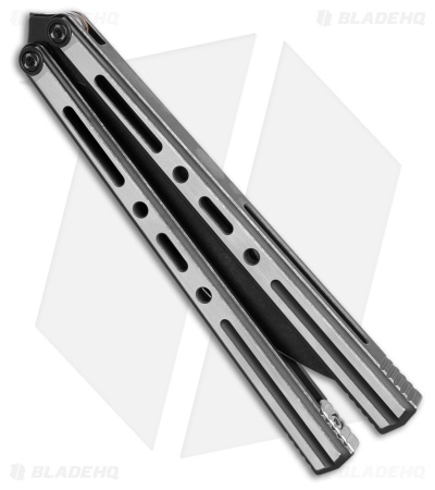 Poikilo Blade PM3 Balisong Butterfly Knife Brushed Titanium (4.5" Dark SW)