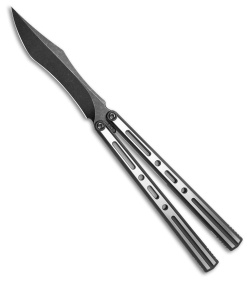 Poikilo Blade PM3 Balisong Butterfly Knife Brushed Titanium (4.5" Dark SW)