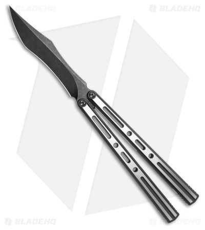 Poikilo Blade PM3 Balisong Butterfly Knife Brushed Titanium (4.5" Dark SW)