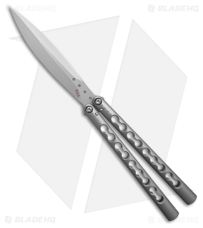 TOA DS-1 Butterfly Balisong Knife Milled Gray Ti (4.75" Sand Blasted)