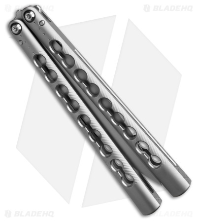 TOA DS-1 Butterfly Balisong Knife Milled Gray Ti (4.75" Sand Blasted)