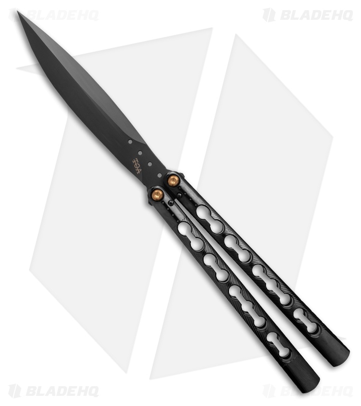 TOA DS-1 Butterfly Balisong Knife Milled Polished Black Ti (4.75" SW DLC)