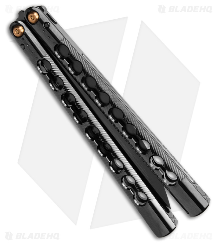 TOA DS-1 Butterfly Balisong Knife Milled Polished Black Ti (4.75" SW DLC)