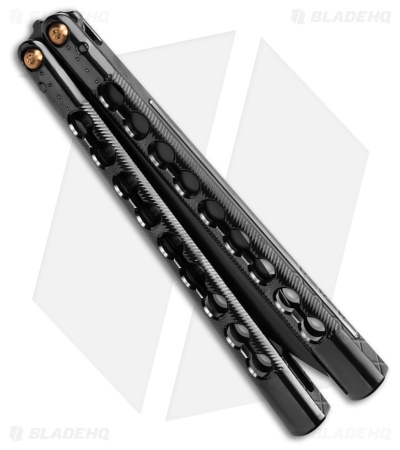 TOA DS-1 Butterfly Balisong Knife Milled Polished Black Ti (4.75" SW DLC)
