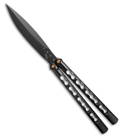 TOA DS-1 Butterfly Balisong Knife Milled Polished Black Ti (4.75" SW DLC)