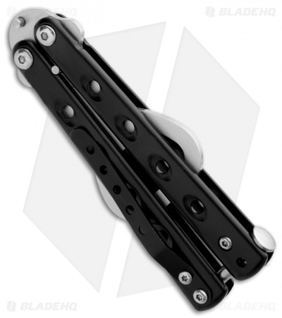 The Bartender Mini "Bottle-Fly" Butterfly Knife Bottle Opener (Black/Silver)