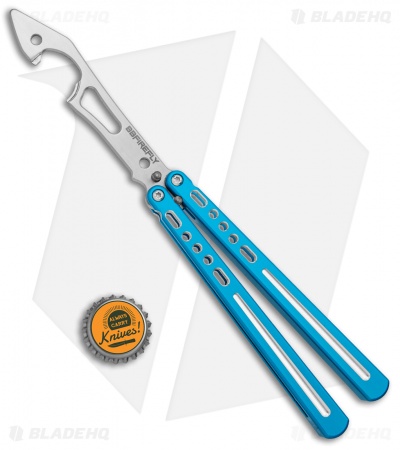 BBbarfly BBFireFly Knife Style Bottle Opener Balisong Blue (4.25" Satin)
