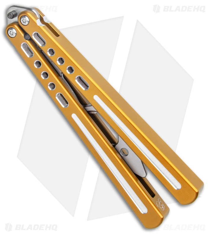 BBbarfly BBFireFly Knife Style Bottle Opener Balisong Gold (4.25" Satin)
