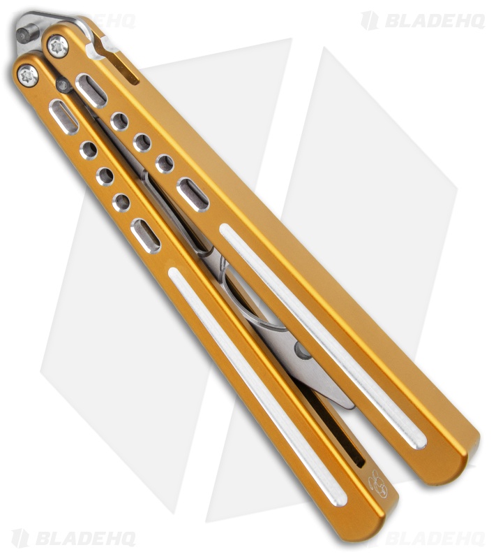 BBbarfly BBFireFly Knife Style Bottle Opener Balisong Gold (4.25" Satin)