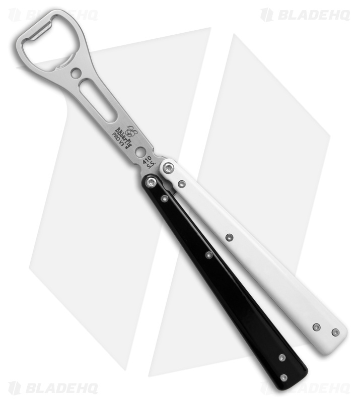 バタフライトレーナー BBbarfly Pro V3 バタフライナイフ BB Barfly Pro V3 Butterfly Trainer (Black/White) - Blade HQ