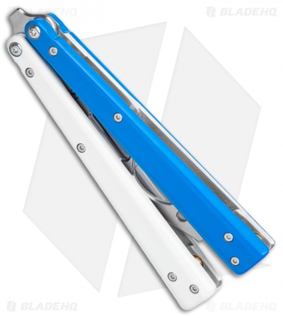BB Barfly Pro V3 Blue/White BHQ Edition Knife Style Bottle Opener Butterfly