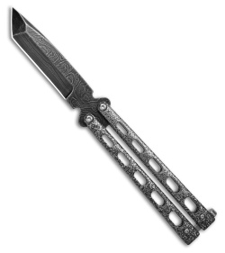 Bear Butterfly Knife Large Tanto Damascus Blade (4" Plain) 114AD