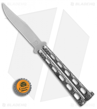 Bear & Son 114 Butterfly Knife Balisong Silver Speckle (4" Satin)