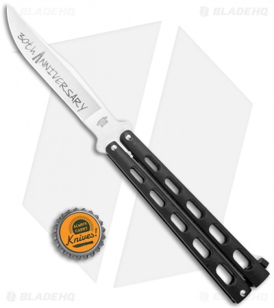 Bear & Son 30th Anniversary 114B Black Butterfly Knife (4.3" Satin) 
