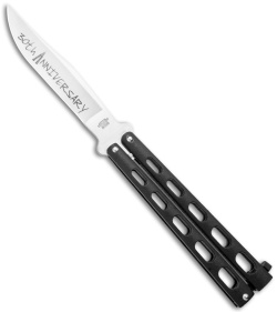 Bear & Son 30th Anniversary 114B Black Butterfly Knife (4.3" Satin) 